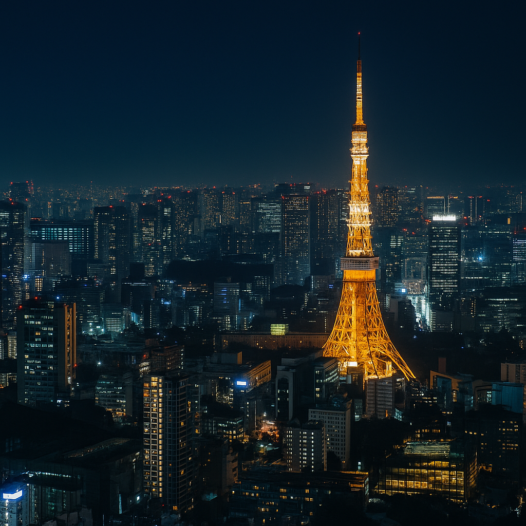 東京市中心夜景與城市景觀